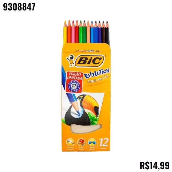 LAPIS DE COR BIC EVOLUTION COM 12 CORES